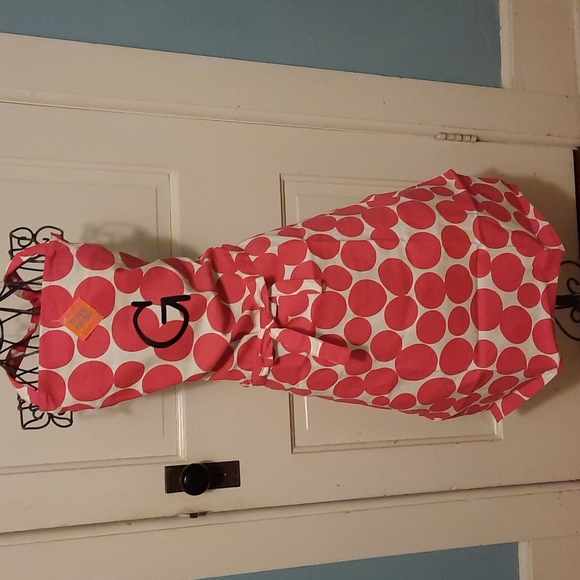 Embroidered Pink Cotton Polk-A-Dot Chef Kitchen Apron Cook Baker Wedding Shower - Picture 1 of 6